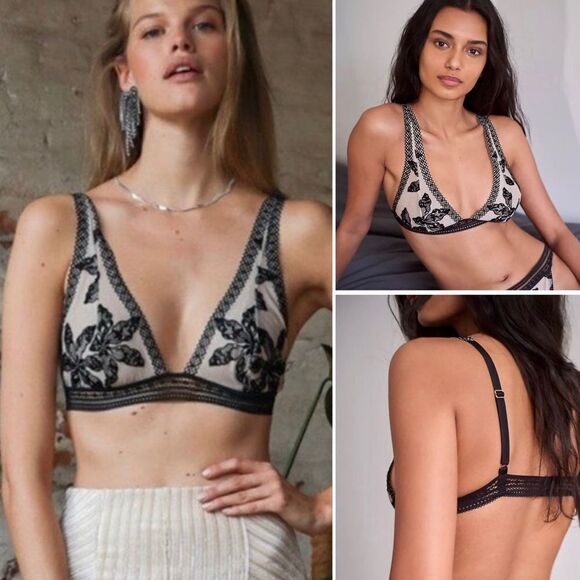 Free People Intimately Alia Black Lace Bralette Sz S NWT - Picture 1 of 15